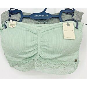 Lucky Brand Women Seamless Bandeau Padded Plus Size 2X Lace Bra Gray NWT New B49